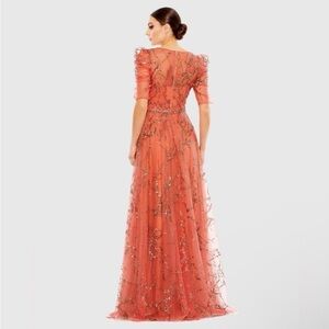 Mac Duggal Coral Beaded Tulle Maxi Dress